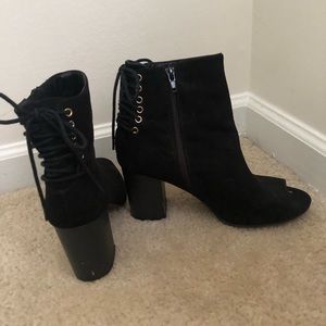 Black lace back booties